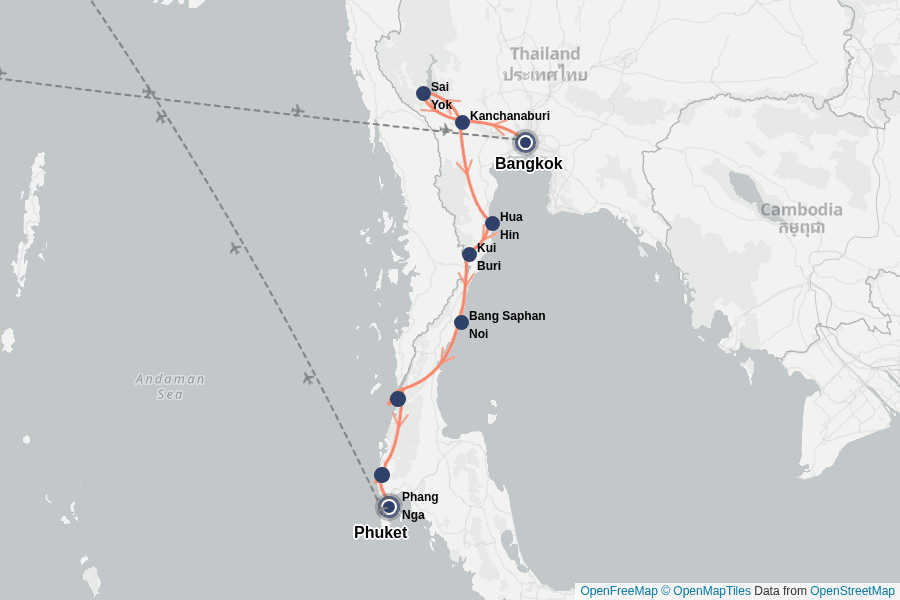 Itinerary Map image for Thailands verborgener Süden